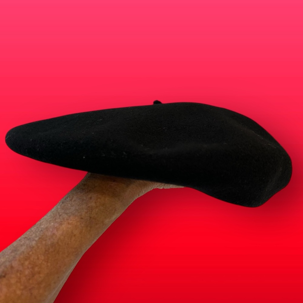 SOLD - Vintage French Beret, Splendid ‘Pure Laine’ Wool Impermeable, Black, Sz S - Picture 7 of 10